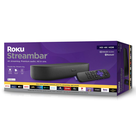 Roku Streambar 4K/HD/HDR streaming media player & premium audio for $100